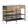 SoBuy FSB85-PF Credenza Cucina Industriale con Ripiani Aperti, 2 Cassetti e Portabottiglie - Mobiletto Salvaspazio con Piano per Microonde - Mobile da Cucina, Soggiorno o Ingresso 120x91x45cm Marrone