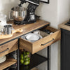 SoBuy FSB85-PF Credenza Cucina Industriale con Ripiani Aperti, 2 Cassetti e Portabottiglie - Mobiletto Salvaspazio con Piano per Microonde - Mobile da Cucina, Soggiorno o Ingresso 120x91x45cm Marrone