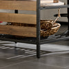 SoBuy FSB85-PF Credenza Cucina Industriale con Ripiani Aperti, 2 Cassetti e Portabottiglie - Mobiletto Salvaspazio con Piano per Microonde - Mobile da Cucina, Soggiorno o Ingresso 120x91x45cm Marrone