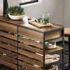 SoBuy FSB85-PF Credenza Cucina Industriale con Ripiani Aperti, 2 Cassetti e Portabottiglie - Mobiletto Salvaspazio con Piano per Microonde - Mobile da Cucina, Soggiorno o Ingresso 120x91x45cm Marrone