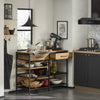 SoBuy FSB85-PF Credenza Cucina Industriale con Ripiani Aperti, 2 Cassetti e Portabottiglie - Mobiletto Salvaspazio con Piano per Microonde - Mobile da Cucina, Soggiorno o Ingresso 120x91x45cm Marrone