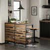 SoBuy FSB85-PF Credenza Cucina Industriale con Ripiani Aperti, 2 Cassetti e Portabottiglie - Mobiletto Salvaspazio con Piano per Microonde - Mobile da Cucina, Soggiorno o Ingresso 120x91x45cm Marrone
