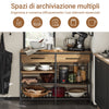 SoBuy FSB85-PF Credenza Cucina Industriale con Ripiani Aperti, 2 Cassetti e Portabottiglie - Mobiletto Salvaspazio con Piano per Microonde - Mobile da Cucina, Soggiorno o Ingresso 120x91x45cm Marrone