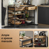 SoBuy FSB85-PF Credenza Cucina Industriale con Ripiani Aperti, 2 Cassetti e Portabottiglie - Mobiletto Salvaspazio con Piano per Microonde - Mobile da Cucina, Soggiorno o Ingresso 120x91x45cm Marrone