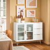 SoBuy Credenza con ante in vetro 108x40x85cm FSB86-W