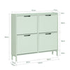 SoBuy FSR100-GR Scarpiera Salvaspazio Slim da Ingresso Mobile Portascarpe con 4 Ante a Ribalta Regolabili in Legno Armadio Scarpiera Alta e Stretta per Corridoio, 100x19x91 cm,Verde Chiaro