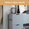 SoBuy FSR100-HG Scarpiera Salvaspazio Slim da Ingresso Mobile Portascarpe con 4 Ante a Ribalta Regolabili in Legno Armadio Scarpiera Alta e Stretta per Corridoio, 100x19x91 cm, Grigio