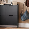 SoBuy FSR100-SCH Scarpiera Salvaspazio Slim da Ingresso Mobile Portascarpe con 4 Ante a Ribalta Regolabili in Legno Armadio Scarpiera Alta e Stretta per Corridoio, 100x19x91 cm, Nero