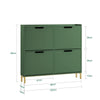 SoBuy FSR100-SY Scarpiera Salvaspazio Slim da Ingresso Mobile Portascarpe con 4 Ante a Ribalta Regolabili in Legno Armadio Scarpiera Alta e Stretta per Corridoio, 100x19x91 cm,Verde Scuro