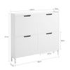SoBuy FSR100-W Scarpiera Salvaspazio Slim da Ingresso Mobile Portascarpe con 4 Ante a Ribalta Regolabili in Legno Armadio Scarpiera Alta e Stretta per Corridoio, 100x19x91 cm, Bianco