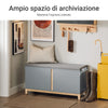 SoBuy FSR117-HG Panca Scarpiera Ingresso con Seduta, Cassapanca Contenitore da Interno con 2 Ante, in Legno ingegnerizzato + Bambù 90x34x46cm Grigio