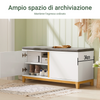 SoBuy FSR117-W Panca Scarpiera Ingresso con Seduta, Cassapanca Contenitore da Interno con 2 Ante, in Legno ingegnerizzato + Bambù 90x34x46cm Bianco