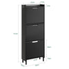 SoBuy FSR151-H-E-SCH Scarpiera Salvaspazio Slim, Scarpiera Ingresso, Scarpiera Legno con Luce LED Sensor e Profondità 19 cm, per Ingresso e Corridoio, per Piccoli Spazi, Bianco, 50 x 19 x 131 cm