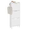 SoBuy FSR151-H-E-W Scarpiera Salvaspazio Slim, Scarpiera Ingresso, Scarpiera Legno con Luce LED Sensor e Profondità 19 cm, per Ingresso e Corridoio, per Piccoli Spazi, Bianco, 50 x 19 x 131 cm