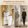 SoBuy FSR151-H-E-W Scarpiera Salvaspazio Slim, Scarpiera Ingresso, Scarpiera Legno con Luce LED Sensor e Profondità 19 cm, per Ingresso e Corridoio, per Piccoli Spazi, Bianco, 50 x 19 x 131 cm