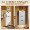 SoBuy FSR151-H-E-W Scarpiera Salvaspazio Slim, Scarpiera Ingresso, Scarpiera Legno con Luce LED Sensor e Profondità 19 cm, per Ingresso e Corridoio, per Piccoli Spazi, Bianco, 50 x 19 x 131 cm