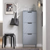 SoBuy FSR151-H-HG Scarpiera Salvaspazio Slim da Ingresso Mobile Portascarpe con 3 Ante a Ribalta Regolabili in Legno Armadio Scarpiera Alta e Stretta per Corridoio, 50x19x129 cm, Grigio