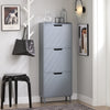 SoBuy FSR151-H-HG Scarpiera Salvaspazio Slim da Ingresso Mobile Portascarpe con 3 Ante a Ribalta Regolabili in Legno Armadio Scarpiera Alta e Stretta per Corridoio, 50x19x129 cm, Grigio