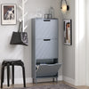 SoBuy FSR151-H-HG Scarpiera Salvaspazio Slim da Ingresso Mobile Portascarpe con 3 Ante a Ribalta Regolabili in Legno Armadio Scarpiera Alta e Stretta per Corridoio, 50x19x129 cm, Grigio