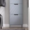 SoBuy FSR151-H-HG Scarpiera Salvaspazio Slim da Ingresso Mobile Portascarpe con 3 Ante a Ribalta Regolabili in Legno Armadio Scarpiera Alta e Stretta per Corridoio, 50x19x129 cm, Grigio