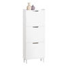 SoBuy FSR151-H-W Scarpiera Salvaspazio Slim da Ingresso Mobile Portascarpe con 3 Ante a Ribalta Regolabili in Legno Armadio Scarpiera Alta e Stretta per Corridoio 50x19x129 cm Bianco