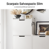 SoBuy FSR151-H-W Scarpiera Salvaspazio Slim da Ingresso Mobile Portascarpe con 3 Ante a Ribalta Regolabili in Legno Armadio Scarpiera Alta e Stretta per Corridoio 50x19x129 cm Bianco