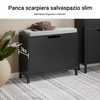 SoBuy FSR151-K-SCH Panca Scarpiera da Ingresso - Scarpiera Salvaspazio Slim in Legno, Panca Contenitore con 1 ribalte 2 ripiani, 113kg di Carico, Nero, L60xP24xA52 cm