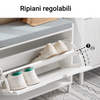 SoBuy FSR151-K-W Panca Scarpiera da Ingresso - Scarpiera Salvaspazio Slim in Legno, Panca Contenitore con 1 ribalte 2 ripiani, 113kg di Carico, Bianco L60xP24xA52 cm