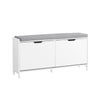SoBuy FSR151-L-W Scarpiera Panca Ingresso Salvaspazio Panca Contenitore con Cuscino Imbottito e Struttura in MDF e Ferro, Carico Fino a 250kg, Design Nordic, Bianco e Grigio, 105x24x52 cm