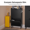 SoBuy FSR151-SCH Scarpiera Salvaspazio Slim da Ingresso Mobile Portascarpe con 2 Ante a Ribalta Regolabili in Legno Armadio Scarpiera Alta e Stretta per Corridoio, 50x19x90 cm,Nero