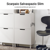 SoBuy FSR151-W Scarpiera Salvaspazio Slim da Ingresso Mobile Portascarpe con 2 Ante a Ribalta Regolabili in Legno Armadio Scarpiera Alta e Stretta per Corridoio 50x19x90 cm Bianco