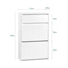 SoBuy FSR165-W Scarpiera Salvaspazio Slim Scarpiera con 2 Ribalte Mobile Portascarpe Regolabili da Ingresso Bianco 61x26x100 cm
