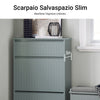 SoBuy FSR165-HG Scarpiera Salvaspazio Slim Mobile Scarpiera Ingresso con 2 Ribalte e 4 Ripiani Regolabili - Ideale per Corridoi Stretti e Spazi Ridotti - Grigio, 61x25x100 cm, Facile Installazione