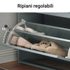 SoBuy FSR165-HG Scarpiera Salvaspazio Slim Mobile Scarpiera Ingresso con 2 Ribalte e 4 Ripiani Regolabili - Ideale per Corridoi Stretti e Spazi Ridotti - Grigio, 61x25x100 cm, Facile Installazione