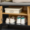 SoBuy FSR175-N Scarpiera con 2 ante e 1 cassetto, Panca con vano portaoggetti, Panca ingresso, Scarpiera con sedile, Naturale 110x35x44cm