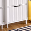 SoBuy FSR177-H-W Scarpiera Salvaspazio Slim da Ingresso Mobile Portascarpe con 3 Ante a Ribalta Regolabili in Legno Armadio Scarpiera Alta e Stretta per Corridoio, 50x19x130 cm, Bianco