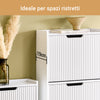 SoBuy FSR177-H-W Scarpiera Salvaspazio Slim da Ingresso Mobile Portascarpe con 3 Ante a Ribalta Regolabili in Legno Armadio Scarpiera Alta e Stretta per Corridoio, 50x19x130 cm, Bianco