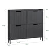 SoBuy FSR177-L-SCH Scarpiera Salvaspazio Slim da Ingresso Mobile Portascarpe con 4 Ante a Ribalta Regolabili in Legno Armadio Scarpiera Alta e Stretta per Corridoio, 100x19x91 cm, Nero