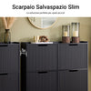SoBuy FSR177-L-SCH Scarpiera Salvaspazio Slim da Ingresso Mobile Portascarpe con 4 Ante a Ribalta Regolabili in Legno Armadio Scarpiera Alta e Stretta per Corridoio, 100x19x91 cm, Nero