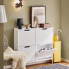 SoBuy FSR177-L-W Scarpiera Salvaspazio Slim da Ingresso Mobile Portascarpe con 4 Ante a Ribalta Regolabili in Legno Armadio Scarpiera Alta e Stretta per Corridoio, 100x19x91 cm,Bianco