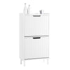 SoBuy FSR177-W Scarpiera Salvaspazio Slim da Ingresso Mobile Portascarpe con 2 Ante a Ribalta Regolabili in Legno Armadio Scarpiera Alta e Stretta per Corridoio 50x19x90 cm Bianco