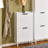 SoBuy FSR177-W Scarpiera Salvaspazio Slim da Ingresso Mobile Portascarpe con 2 Ante a Ribalta Regolabili in Legno Armadio Scarpiera Alta e Stretta per Corridoio 50x19x90 cm Bianco