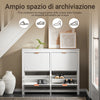 SoBuy FSR186-II-W, Scarpiera Slim Salvaspazio Bianca – Scarpiera Ingresso 4 Ante a Ribalta, Mobiletto Portascarpe Slim 8 Scomparti per Corridoio e Camera – MDF, 104x23x82cm