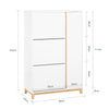 SoBuy FSR189-WN Scarpiera Salvaspazio Slim Ingresso con 3 Ante a Ribalta, 6 Ripiani Regolabili, Scarpiera Bianca in Legno per Entrata, Corridoio, 80x34x122 cm – Modello
