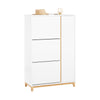 SoBuy FSR189-WN Scarpiera Salvaspazio Slim Ingresso con 3 Ante a Ribalta, 6 Ripiani Regolabili, Scarpiera Bianca in Legno per Entrata, Corridoio, 80x34x122 cm – Modello