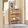 SoBuy FSR200-N Scarpiera Salvaspazio Slim – Mobile Ingresso Moderno con Ante Ribaltabili, Scarpiere Moderne in Legno Chiaro per 8 Paia Scarpe – Mobiletto Esterno Slim 60x24x88 cm
