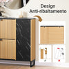 SoBuy FSR203-N Scarpiera Salvaspazio Slim con 2 Ante a Ribalta - Mobile Ingresso per 8 Paia di Scarpe, Scarpiera Ingresso - Design Moderno Nero Marmo e Legno Chiaro, Fissaggio Antiribaltamento