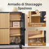 SoBuy FSR203-N Scarpiera Salvaspazio Slim con 2 Ante a Ribalta - Mobile Ingresso per 8 Paia di Scarpe, Scarpiera Ingresso - Design Moderno Nero Marmo e Legno Chiaro, Fissaggio Antiribaltamento