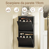 SoBuy FSR204-SCH Scarpiera Ingresso - Mobile Scarpiera Slim con Montaggio Orizzontale o Verticale - Spazi Piccoli, Corridoio, Dietro La Porta - Nero, 50x19x100cm