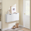 SoBuy FSR204-W Scarpiera Salvaspazio Slim Scarpiera Ingresso con 2 Ante Basculanti, Montaggio Verticale/Orizzontale, Mobile Legno Bianco Moderno per Corridoio Piccolo, 50x19x100cm